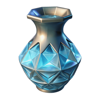Blue Crystal Gemstone Vase Render png