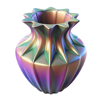 Iridescent Render of a Geometric Vase png