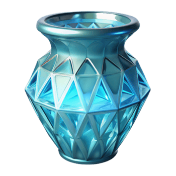Render of a Blue Geometric Vase, Elegant Teal Glassware Design png