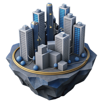 Illustration Futuristic City Island Skyscrapers png
