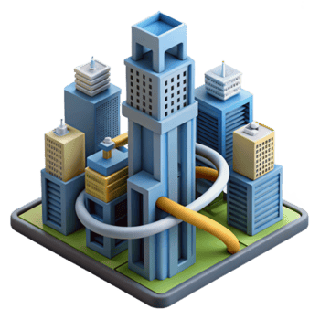 Isometric Cityscape Illustration Futuristic Buildings Urban Architecture Design png