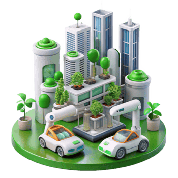 Eco-Friendly Cityscape Illustration Green Urban Future Sustainable Buildings png