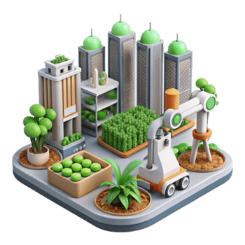 Urban Farming Illustration Smart Agriculture in Cityscapes png