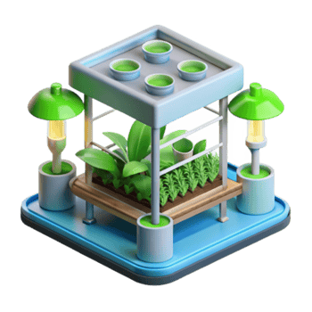 Illustration of a Smart Indoor Herb Garden with Grow Lights png