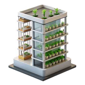 Vertical Farming Building Model - Urban Agriculture Illustration png