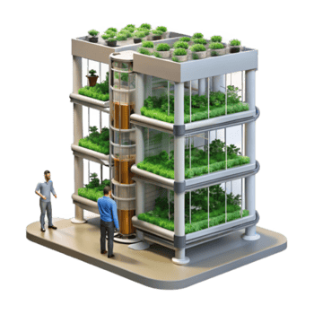 Illustration Urban Farming Vertical Building Rooftop Garden Agriculture png