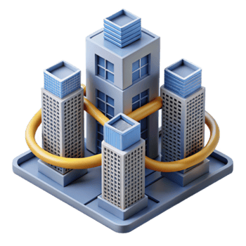Illustration Modern Cityscape Futuristic Buildings Connected Network png