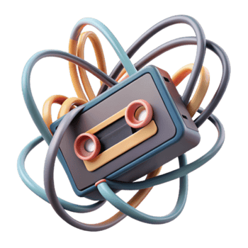 Retro Cassette Tape Render Abstract Background png