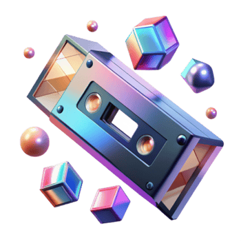 Render of Cassette Tape with Geometric Shapes png