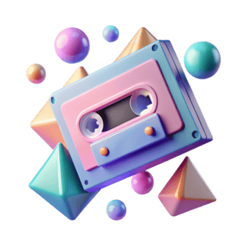 Retro Cassette Tape Render Pastel Colors Abstract Background png
