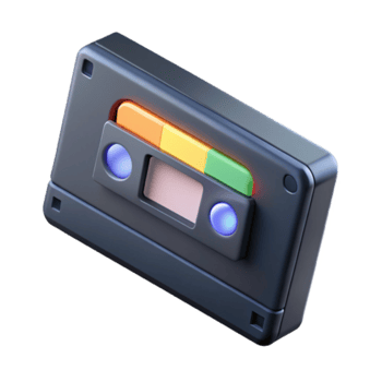 Retro Cassette Tape Render Illustration, Vintage Audio Music Technology png