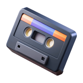 Retro Cassette Tape Render, Colorful Vintage Audio Media png
