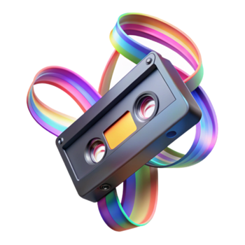 Rainbow Cassette Tape Render Abstract Background Image png