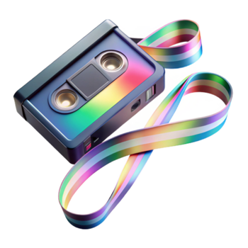 Rainbow Cassette Tape Illustration A Nostalgic Digital Art png