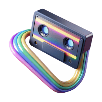 Retro Cassette Tape Illustration Rainbow Design png