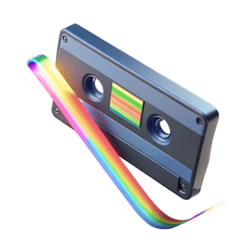 Retro Cassette Tape with Rainbow Design Illustration png