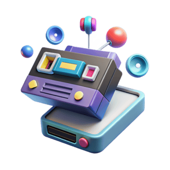 Retro Cassette Tape Player Illustration Vibrant Colors Nostalgic Media Technology png