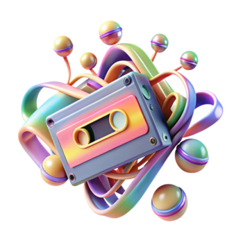 Retro Cassette Tape Illustration Rainbow Abstract Background png