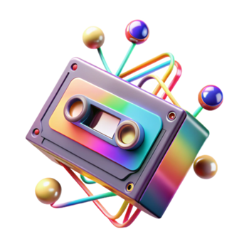 Vibrant Rainbow Cassette Tape Illustration png