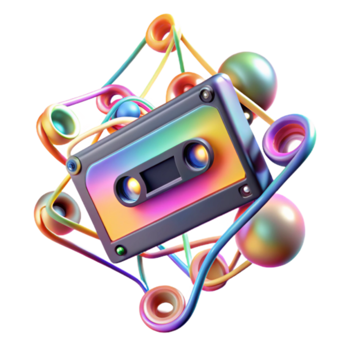 Vibrant Cassette Tape Illustration Rainbow Colors Abstract Background png