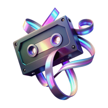 Retro Cassette Tape Render, Iridescent Tape Design, Colorful Abstract Background png