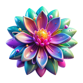 Vibrant Render of a Multicolored Flower png
