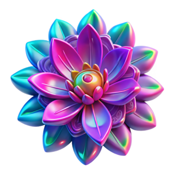 Vibrant Render of a Multicolored Lotus Flower png
