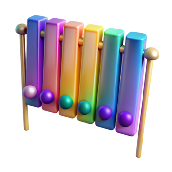 Rainbow Xylophone Render Colorful Musical Instrument Toy png