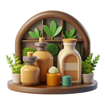 Render of Spa Products with Plants png