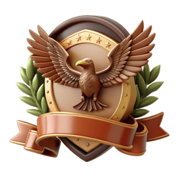3D Render of Eagle Emblem with Laurel Wreath and Ribbon png