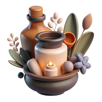 Serene Spa Still Life Render Illustration Botanical Candle Aromatherapy png