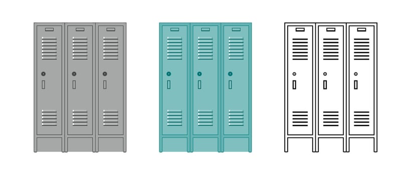 Locker Storage Icon Set in Color and Outline is a collection icon vector