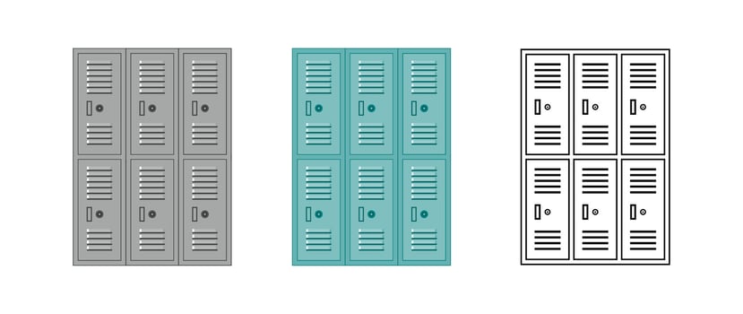Locker Storage Icon Set in Color and Outline is a collection icons vector
