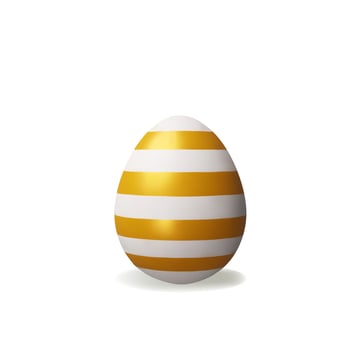 3d render gold striped easter egg. Three-dimensional illustration for Christian celebration or children hunt, or springtime holiday. Religion traditional ceremony element. ingredient protein vector