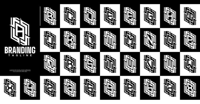 Modern digital abstract shape letter A-Z logo set vector