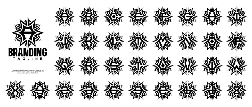 Elegance sun light initial A-Z letter logo set vector