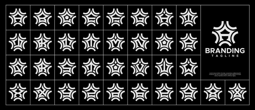 Line sparkle light star initial letter A-Z logo set vector