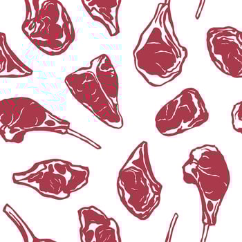 Hand drawn meat steak seamless pattern. Simple food design for textile, wrapping paper, background vector