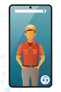 delivery man phone courier illustration isolated on white background vector