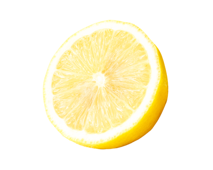 A half of yellow lemon isolated with clipping path in file format png