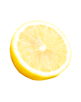 Yellow lemon half isolated with clipping path in file format png