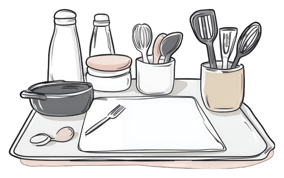 Kitchen Utensils Arranged On A Serving Tray png
