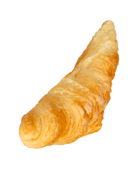 Single brown or golden croissant isolated with clipping path in file format png