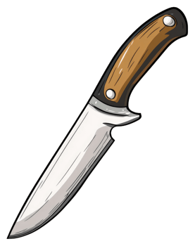 A Wood Handled Hunting Knife Illustration png