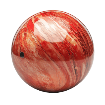 Red Swirled Bowling Ball Isolated on Black Background png