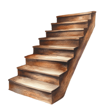 Watercolor painting of a wooden staircase png