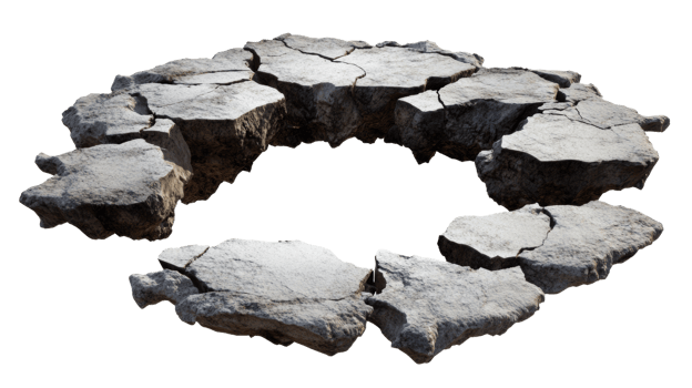Cracked stone ring forms a circular gap png
