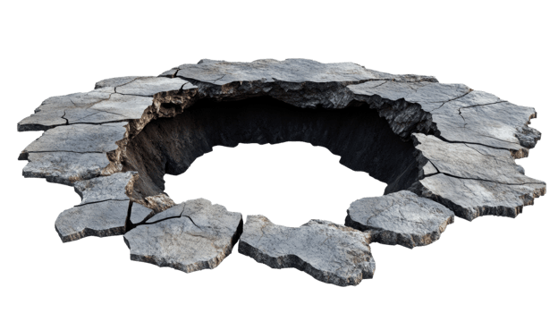 Cracked Stone Circle Reveals a Dark Abyss Below png