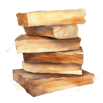 Watercolor Painting of Stacked Wooden Logs png