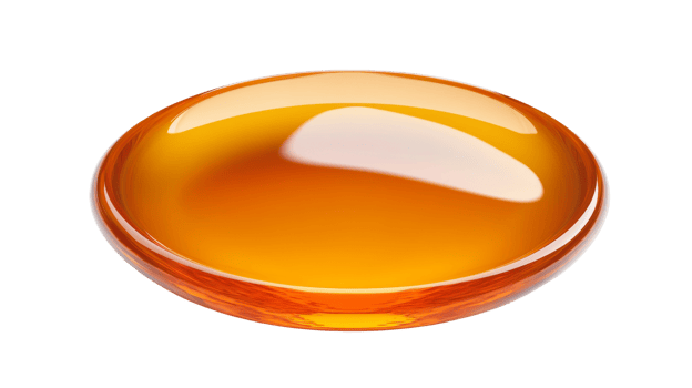 Amber liquid sphere glows brightly in darkness png